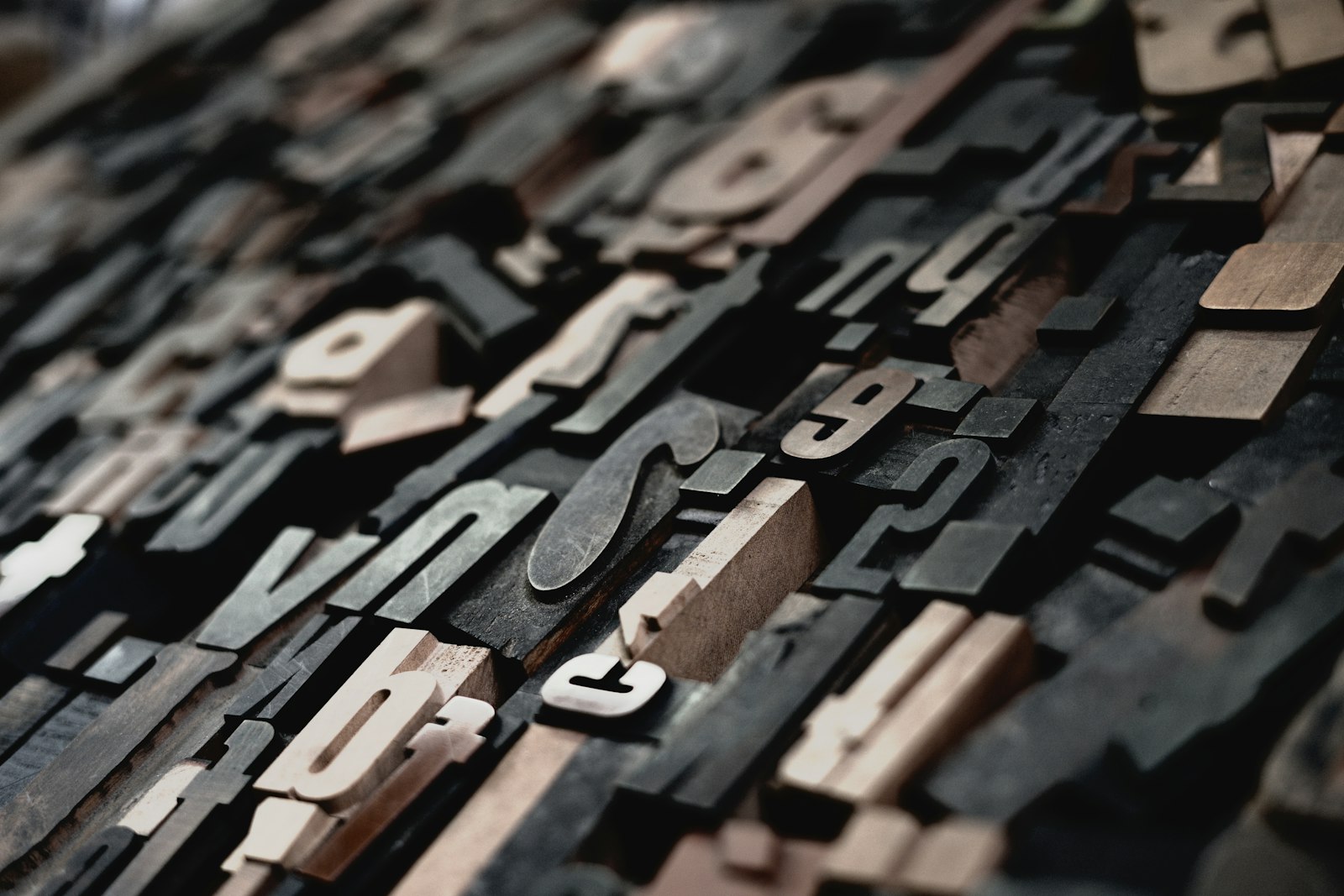 Caractères typographiques en bois rangés dans une casse d’imprimerie