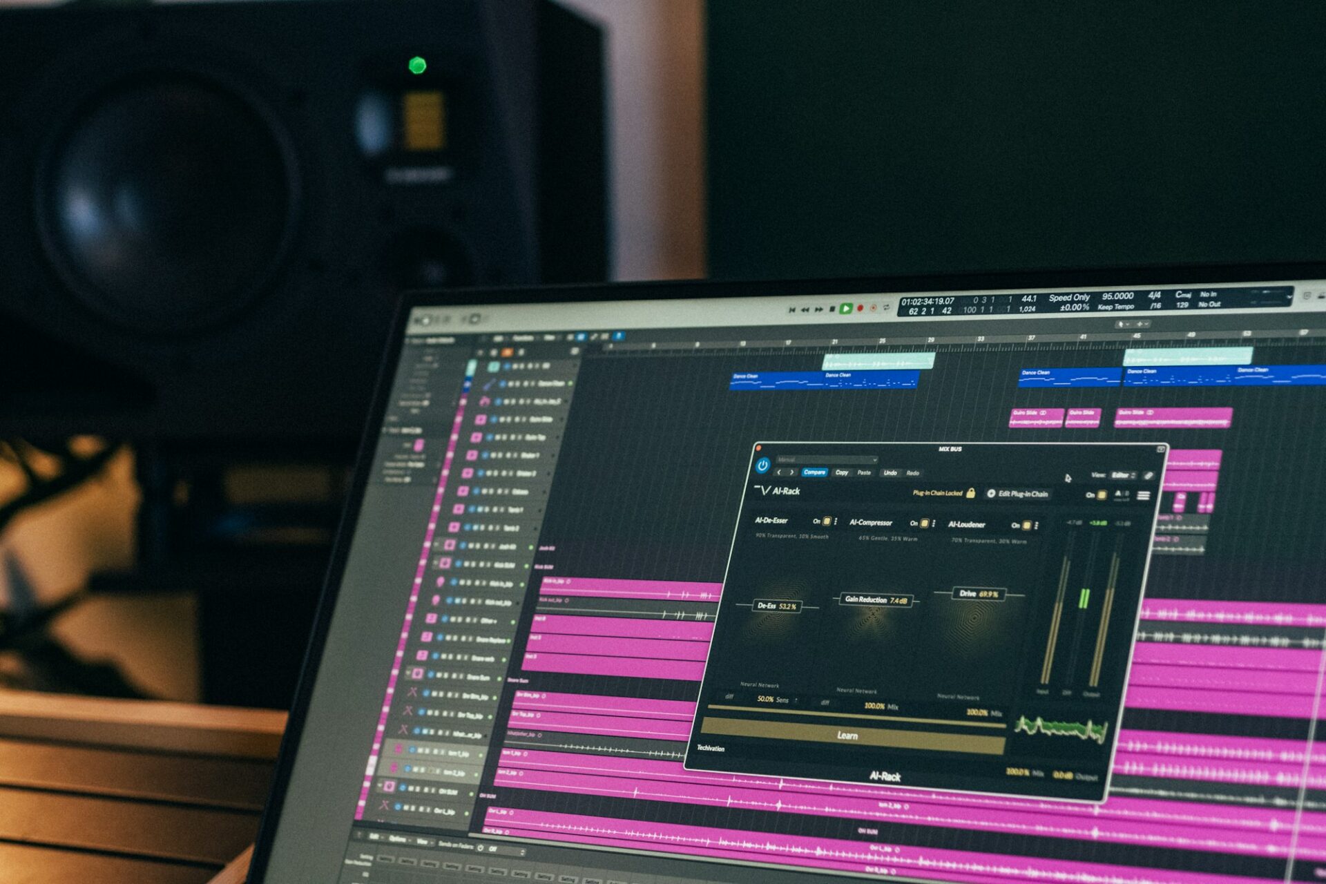 Logiciel d'enregistrement audio affiché sur un écran d'ordinateur