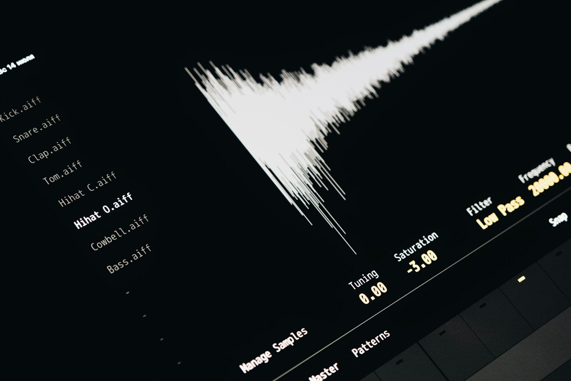 Écran d'ordinateur affichant une forme d'onde audio